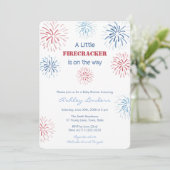 Kleine Firecracker op weg naar Baby shower Partij Kaart (Staand voorkant)