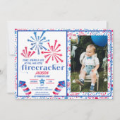 Kleine Firecracker Rood Wit Blauw Foto Verjaardag Kaart (Voorkant)