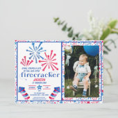 Kleine Firecracker Rood Wit Blauw Foto Verjaardag Kaart (Staand voorkant)