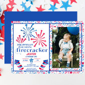 Kleine Firecracker Rood Wit Blauw Foto Verjaardag Kaart