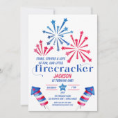 Kleine Firecracker Rood Wit Blauw Verjaardagsfeest Kaart (Voorkant)