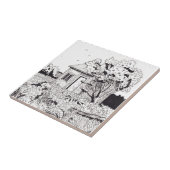 Kleine flacon Botanische tuinpen Tekening Tegeltje (Zijkant)