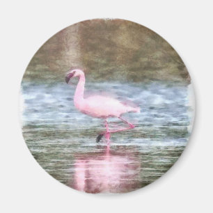 Kleine flamingo-Waterverf Magneet