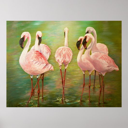 Kleine flamingo's die kunst schilderen poster (Voorkant)
