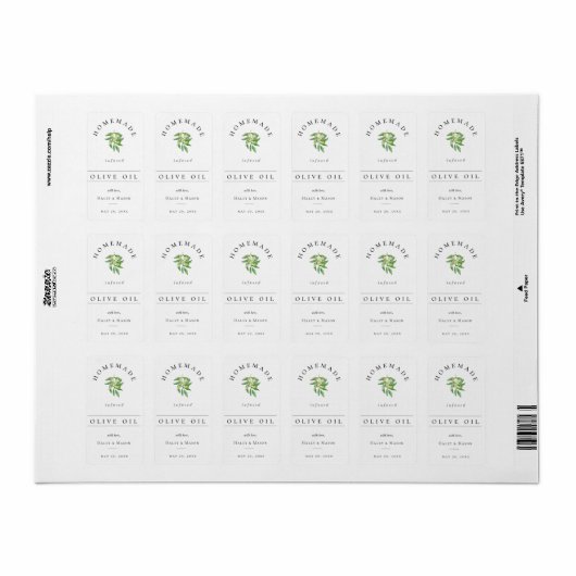 Kleine flesje Ingezuiverde olijfolie Sticker (Full Sheet)