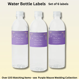 Kleine Fleslabels, Paarse Mauve Bloemen Waterfles Etiket