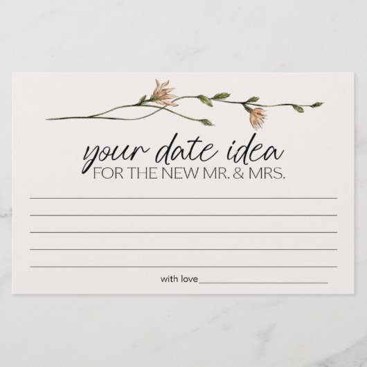 kleine flora Datum nacht ideaal Shower Game Briefpapier (Voorkant)