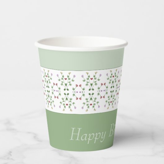  Kleine Floral Accented Papieren Bekers (Voorkant)