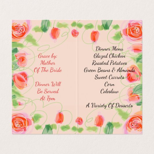 Kleine Floral Accented Visitekaartje (Binnenkant ongevouwen)