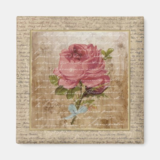 Kleine  Floral Print Dusty Pink Magnet (Voorkant)