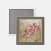 Kleine  Floral Print Pink Magnet (Voorkant / Achterkant)