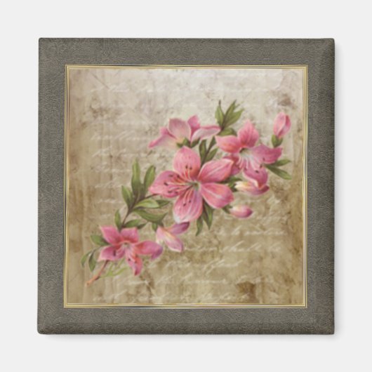 Kleine  Floral Print Pink Magnet (Voorkant)
