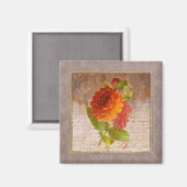 Kleine  Floral Print Zinnia Magnet (Voorkant / Achterkant)