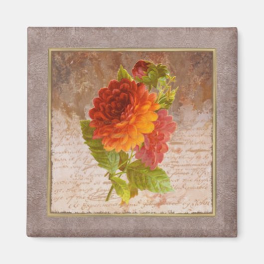 Kleine  Floral Print Zinnia Magnet (Voorkant)