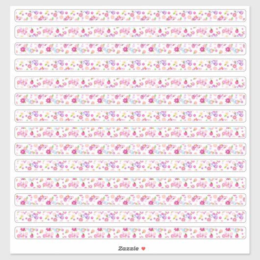 Kleine Florale Grenzen Roze en Wit Sticker (Vel)