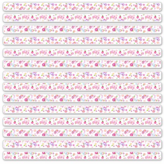 Kleine Florale Grenzen Roze en Wit Sticker (Voorkant)