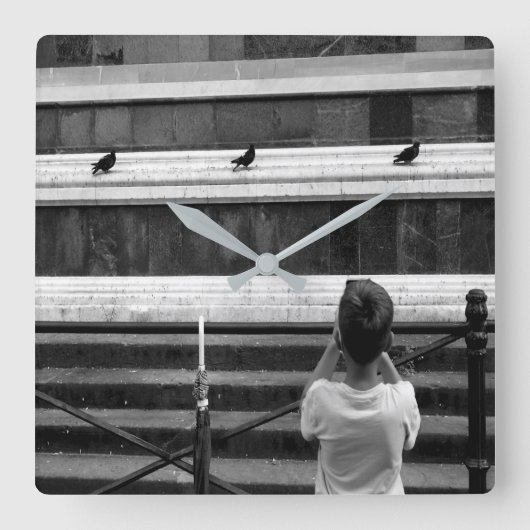 Kleine fotograaf vierkante klok (Voorkant)