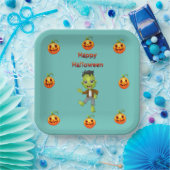Kleine Frankenstein Halloween thema. Papieren Bordje (Feest)