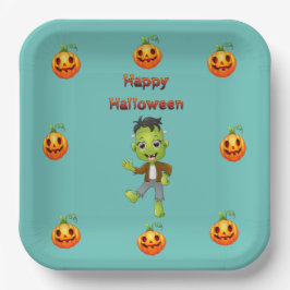 Kleine Frankenstein Halloween thema. Papieren Bordje