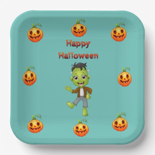 Kleine Frankenstein Halloween thema. Papieren Bordje (Voorkant)