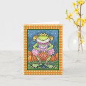 KLEINE FROG HOPPY HALLOWEEN NOTE KAART Verse (Gele Bloem)