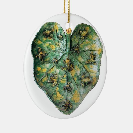 KLEINE FROGS OP EEN GROENE LEAF KERAMISCH ORNAMENT (Rechts)