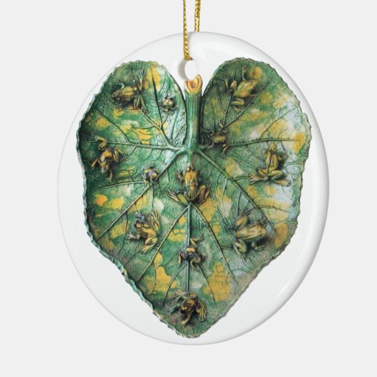 KLEINE FROGS OP EEN GROENE LEAF KERAMISCH ORNAMENT (Links)