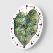 KLEINE FROGS OP EEN GROENE LEAF RODE RUBY, Wit Grote Klok (Hoek)