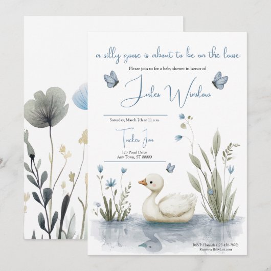 Kleine Gans Baby Shower Uitnodiging (Voorkant / Achterkant)