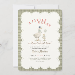 Kleine Gans Lichtgroene Gingham Strik Baby Shower Kaart