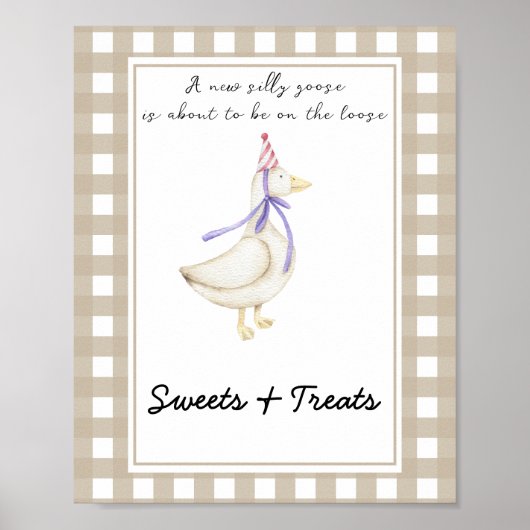 Kleine gans - snoep en traktaties baby shower poster (Voorkant)