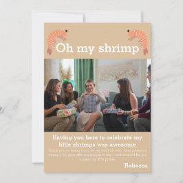 Kleine garnalen baby shower bedankkaart