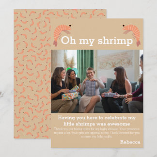 Kleine garnalen baby shower bedankkaart
