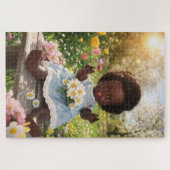 Kleine Gärtnerin im Blütenmeer Puzzle Legpuzzel (Horizontaal)