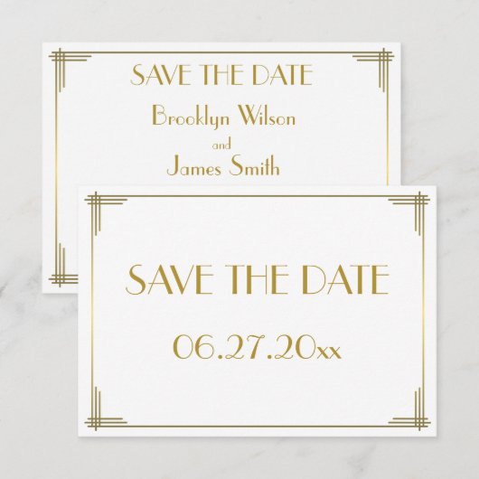 Kleine Gatsby Gold Art Deco bespaart de Kaart op d (Voorkant / Achterkant)