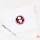Kleine geanimeerde Valentijn pinguïn Ronde Sticker (Envelop)