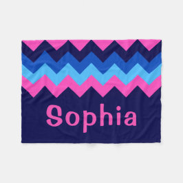 Kleine gebreide deken met blauwe roze chevron-mono