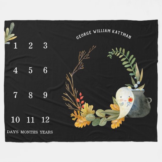 Kleine Geest Halloween Baby Mijlpaal Dekentje Fleece Deken (Voorkant (Horizontaal))
