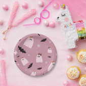 Kleine geesten met roze bogen Halloween Papieren Bordje (Feest)
