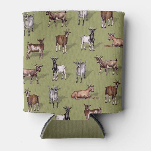 Kleine geit op groen - Geitenherd Pattern Blikjeskoeler (Voorkant)