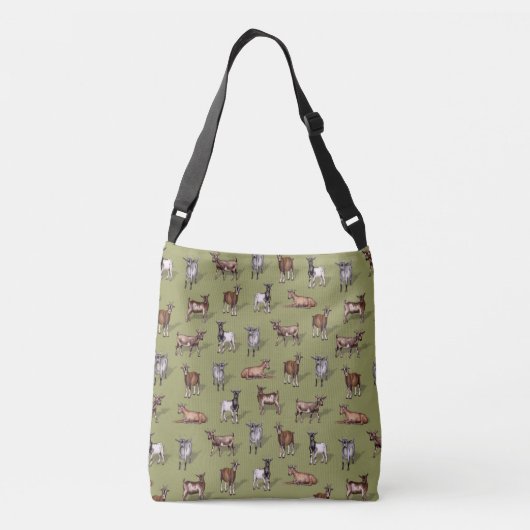 Kleine geit op groen - Geitenherd Pattern Crossbody Tas (Achterkant)