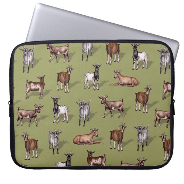 Kleine geit op groen - Geitenherd Pattern Laptop Sleeve (Voorkant)