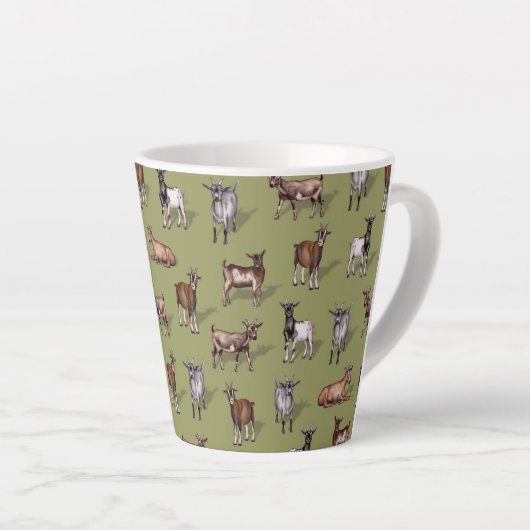 Kleine geit op groen - Geitenherd Pattern Latte Mok (Rechterhoek)