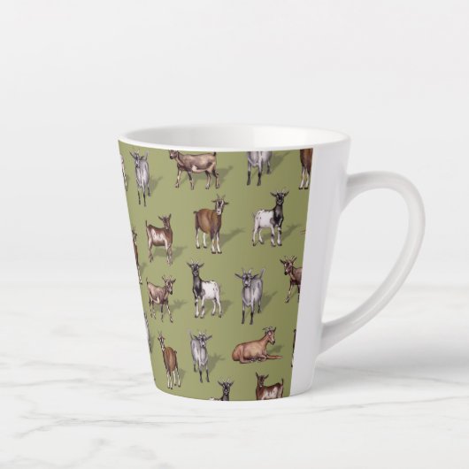 Kleine geit op groen - Geitenherd Pattern Latte Mok (Rechts)