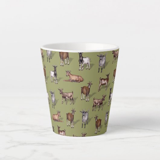 Kleine geit op groen - Geitenherd Pattern Latte Mok (Voorkant)