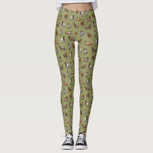 Kleine geit op groen - Geitenherd Pattern Leggings (Voorkant)