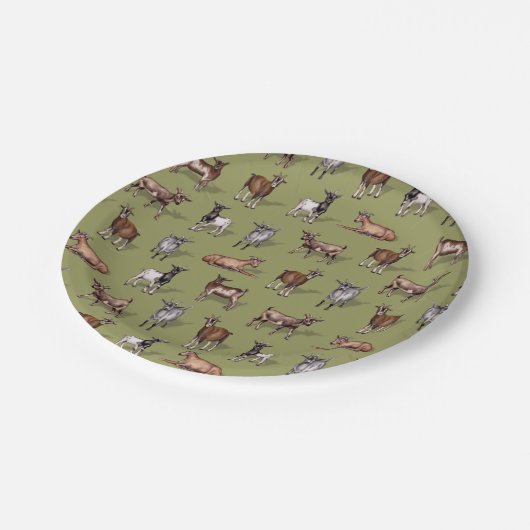 Kleine geit op groen - Geitenherd Pattern Papieren Bordje (Gekanteld)
