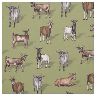Kleine geit op groen - Geitenherd Pattern Stof