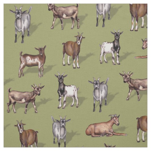 Kleine geit op groen - Geitenherd Pattern Stof (Swatch)