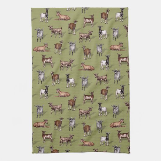 Kleine geit op groen - Geitenherd Pattern Theedoek (Verticaal)